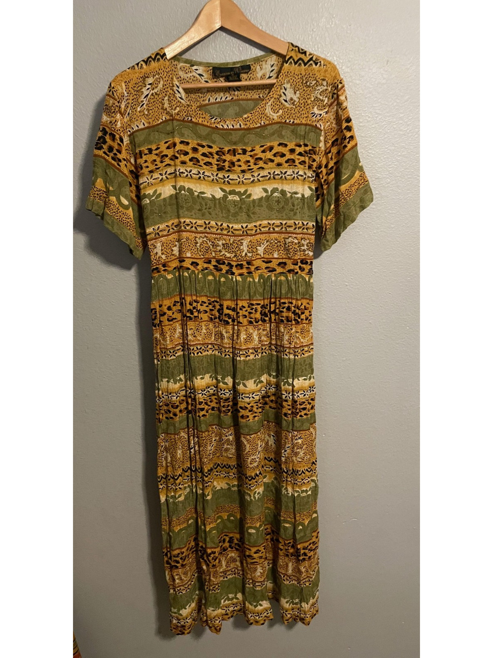 Vintage Exclusif By Whispers Dress Womens Medium Safari Animal Print Artsy 90s